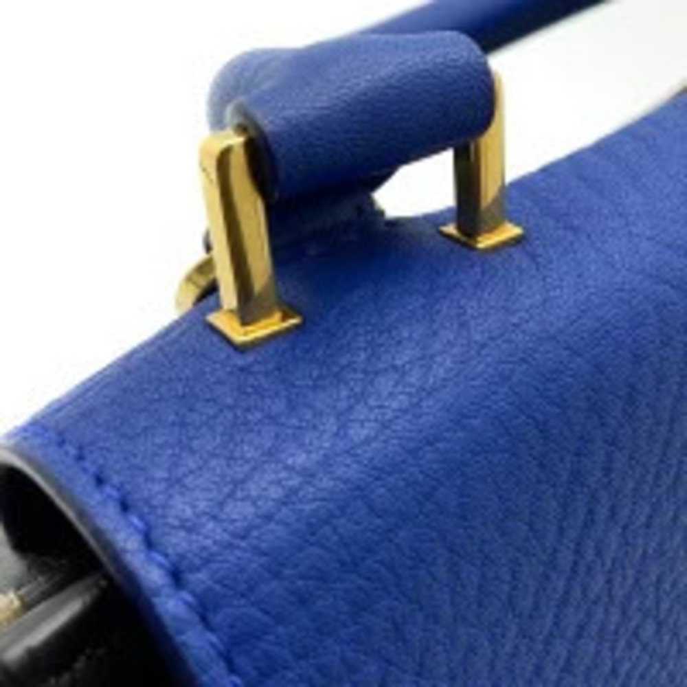 CELINE Trapeze Tricolor Blue Beige Black One Handle Shoulder Bag Handbag - Picture 10 of 13